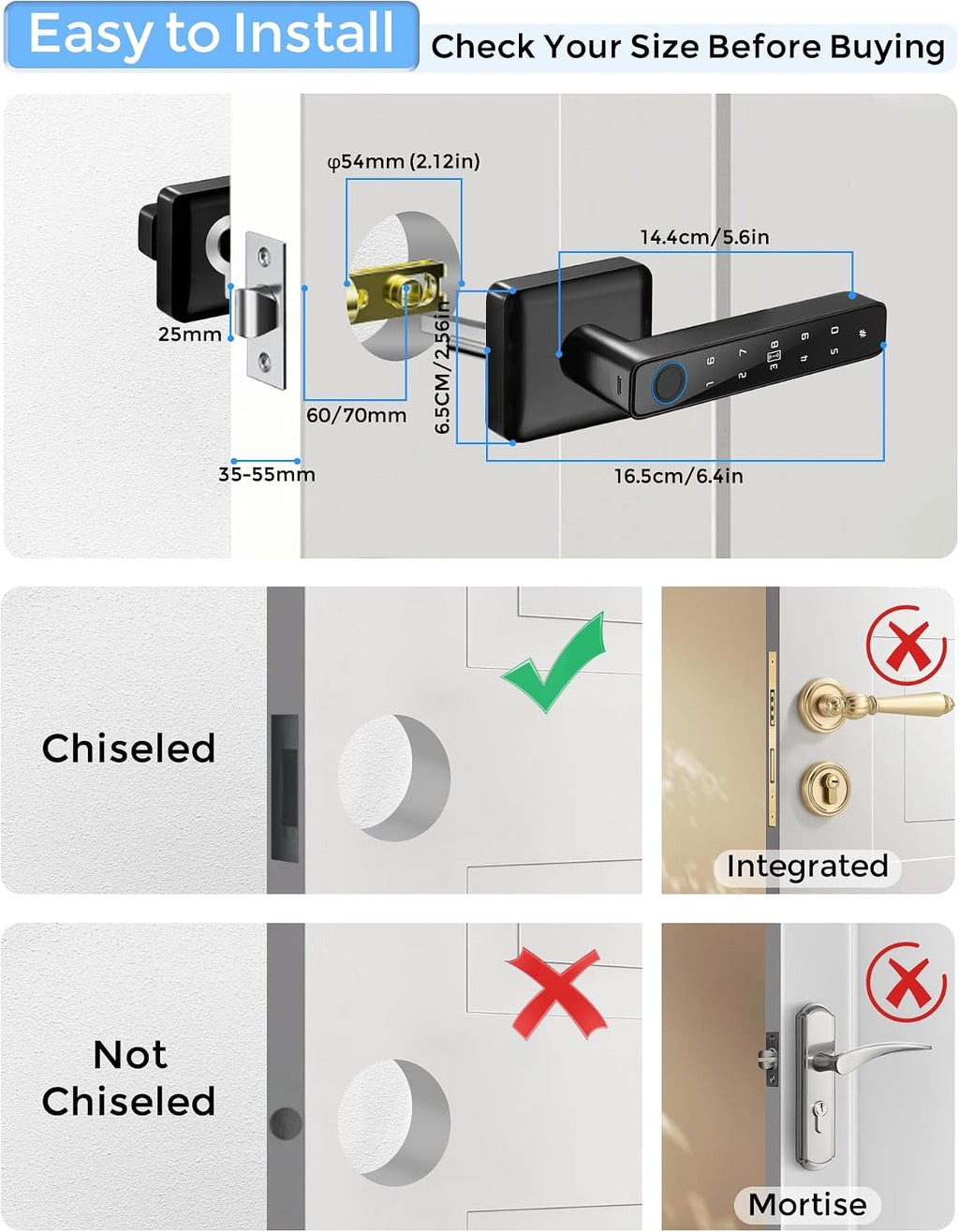 Secure Touch Fingerprint Smart Lock for Interior Doors