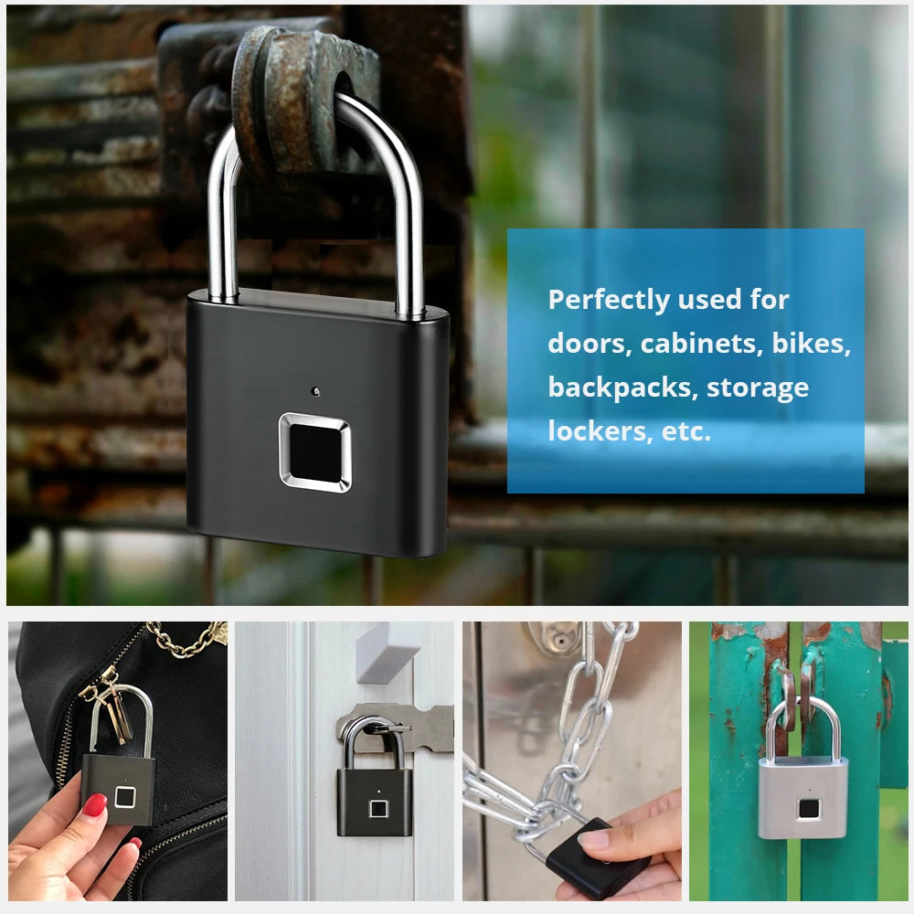Smart Fingerprint Padlock – Keyless USB Rechargeable Lock