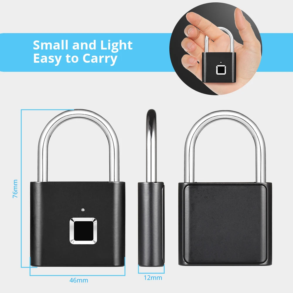 Smart Fingerprint Padlock – Keyless USB Rechargeable Lock