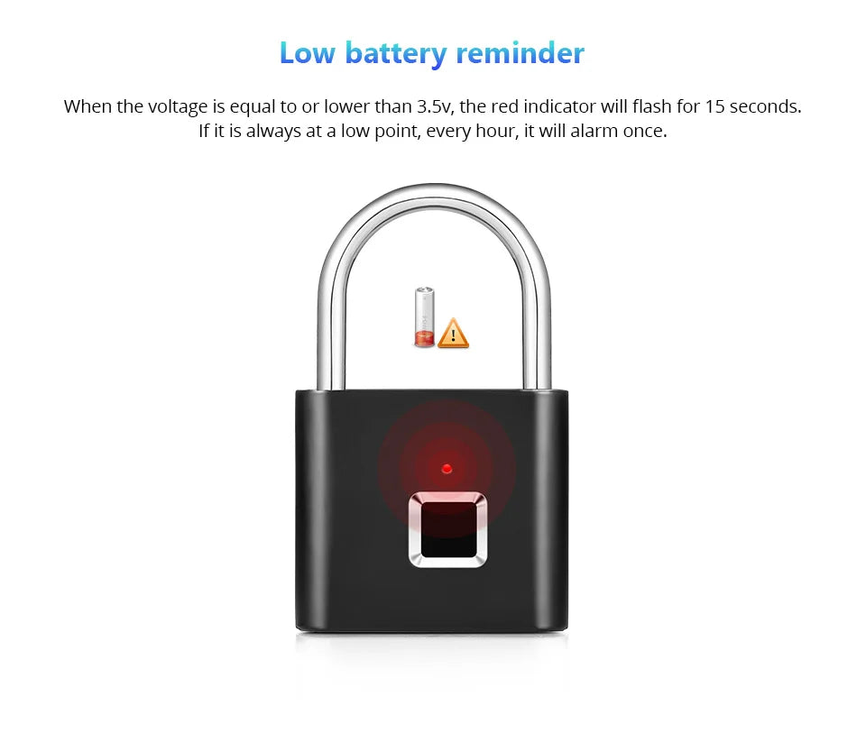 Smart Fingerprint Padlock – Keyless USB Rechargeable Lock